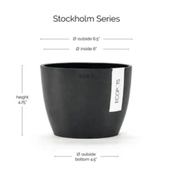 Ecopots Stockholm Mini Durable Modern Round Indoor/Outdoor Recycled-Based Composite Flower Pot Planter