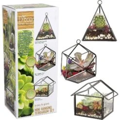D'Eco Glass Geometric Plant Terrarium 3Pk - Hanging Triangle, House & Prism Planters - Home, Garden & Office Botanical Decor - Gift For Plant Lovers -OUTSUNNY Sale Store GUEST fe44c717 f852 47a1 bc9a 1783bb6cdba1