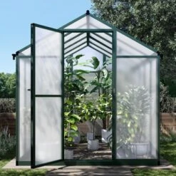 Heavy-Duty Greenhouse Aluminum Walk-In Greenhouse With Adjustable Ventilation And Lockable Door For Vegetables Herbs And Outdoor Plants Green -OUTSUNNY Sale Store GUEST fe9fee1e 6d2f 413a 921b fb1bbd8bac69