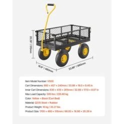 VEVOR 500 Lbs Steel Garden Cart, Heavy Duty Garden Wagon Cart Pullable On Wheels, Metal Yard Utility Wagon Carts With 10" All Terrain Tires, Black -OUTSUNNY Sale Store GUEST feab1d23 513e 4be9 9da2 757d10de4ab7